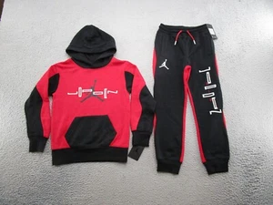Jordan Sweatsuit Boys Hoodie Jogger Set 2pc SZ S 8-10Yrs Red Black Spell Out NEW - Picture 1 of 20