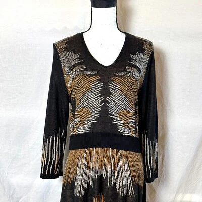 Vestido Spense Tejido Jacquard Trazos Eléctricos Retro Años 20 Clásico Hasta la Rodilla Talla XL Foto 1 de 4