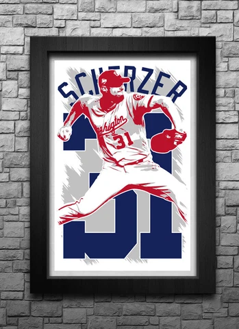 MAX SCHERZER art print/poster WASHINGTON NATIONALS FREE S&H! JERSEY Cover