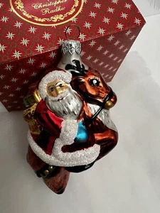 Radko “Dash Away All” 1995 EXCLUSIVO PARA MIEMBROS Adorno de Papá Noel y Reno De Colección - Imagen 1 de 6