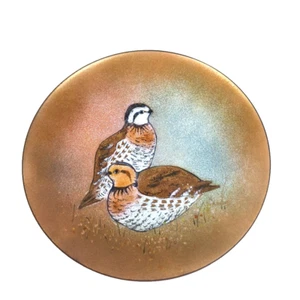 Ratcliff signiert Stone Mountain GA Wachtel Vogel emailliert Schmuck Dekor Schale Tablett 7" - Bild 1 von 9