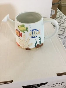 Pitcher Planter Ceramic Tropical  Fish Watering Can Garden Pottery - Picture 1 of 3