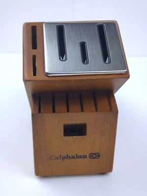 CALPHALON 12-Slot Hardwood Knife & Scissors Storage Block, Cherry Finish, NEW - Image 1 of 4