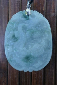 Authentic Jadeite Pendant Very Rare Grade A 14k White Gold Bail - Picture 1 of 11