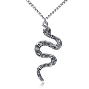 Men Pendant Necklace Zodiac Serpent Cobra Snake Chain Punk Retro Jewelry Gift - Picture 1 of 12