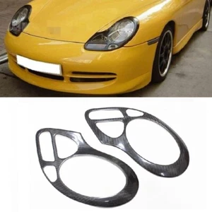 Cubierta de bisel de embellecedor de faros delanteros de fibra de carbono para Porsche 911 996 986 Boxster  - Imagen 1 de 7