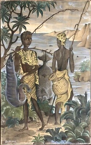 Raro : Dewa Ketut Ding ; Original Bali Años de Preguerra Modernista Tempera,Pita - Picture 1 of 5