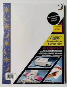 Papel Membrete Azul Celestial Acción 100 Hojas Sol Luna Estrellas 8.5x11" De Colección - Imagen 1 de 3