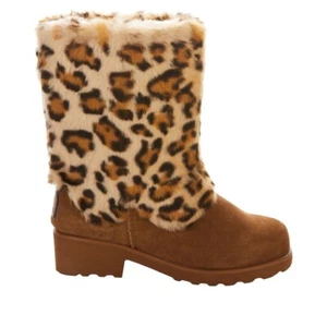 BEARPAW® Regina Suede Faux Fur Boot -NEW- Women's Size 9 Leopard Color - Picture 1 of 6