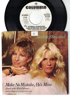 1984 BARBRA STREISAND KIM CARNES MAKE NO MISTAKE HE'S MINE PROMO 45 PIC SLEEVE - Image 1 of 2