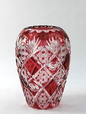 Connemara Celtic Crystal Pear Vase Cranberry to Clear Hand Cut OOAK Rare