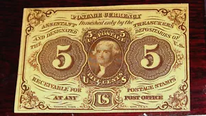 FR.1230 (1st Issue) 5 cent "JEFFERSON" POSTAGE CURRENCY with ABCO - Picture 1 of 2