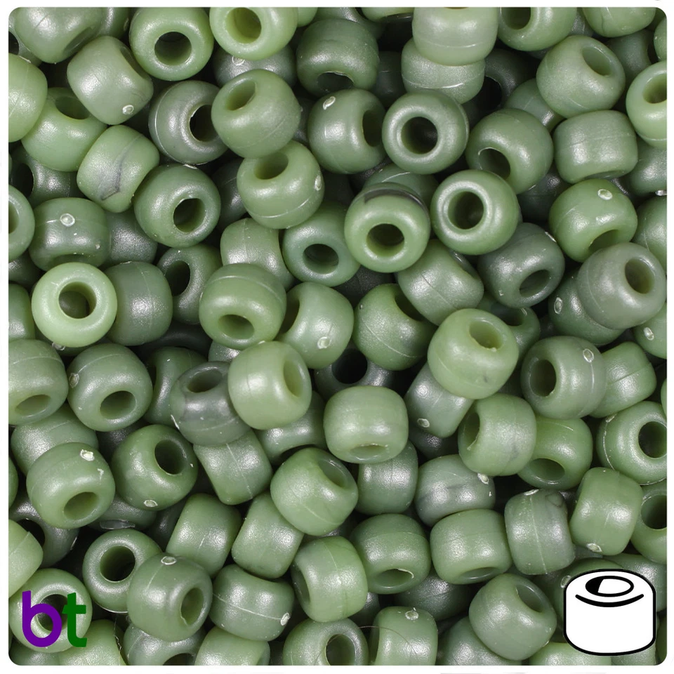 BeadTin Jade Matte 9mm Barrel Pony Beads (500pcs) - Image 1 of 1