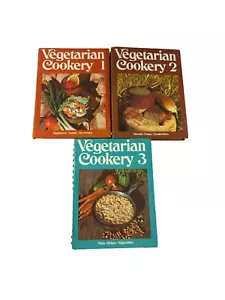 Vintage 70s Vegetarian Cookery Cookbooks Lot of 3 Main Dishes Appetizers Salads - Picture 1 of 11