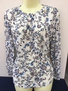 Esprit Blue White Floral Shirt Blouse Size 12 Immaculate - Picture 1 of 4
