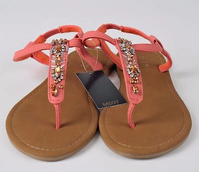 Sandalias para mujer talla 6 lindas chanclas informales de verano con correa en T adornadas  Foto 1 de 4