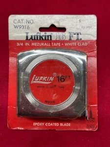LUFKIN W9316 MEZURALL WHITE CLAD TAPE RULE, 16' x 3/4" - VINTAGE! - Picture 1 of 5
