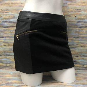 Forever 21 Womens Skirt Faux Leather Contrast Faux Zip Pockets Black Size S - Picture 1 of 16