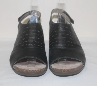 Sandálias sapatos Abeo Berrie couro preto tamanho 8 biqueira aberta slingback Bio System - Imagem 1 de 4