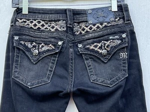 Miss Me Jeans Size 26 Flare Skinny Stretch Signature Rise Black F43 - Picture 1 of 9