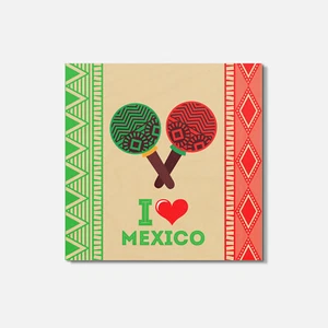 I Love Mexico 4'' X 4'' Square Wooden Coaster - Picture 1 of 3