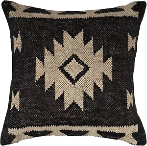 Indian Jute Kilim Cushion Cover Throw Pillow 18" Square Home Decor Handmade Wool - Picture 1 of 3