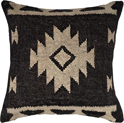 Heavy Handmade 18x18" Jute Kilim Cushion Cover Indian Vintage Pillow 18x18 - Image 1 of 3