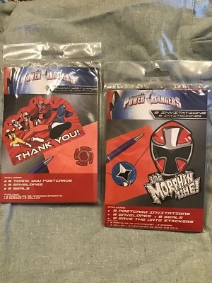 Power Rangers “ It’s Morphin Time “ Birthday Invitations & Thank You Cards -New  - Image 1 of 2