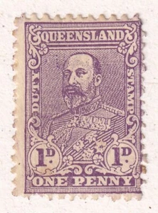 1901 AUSTRALIA QUEENSLAND ENTRATE 1 PENNY FRANCOBOLLO 058Y7 - Foto 1 di 2