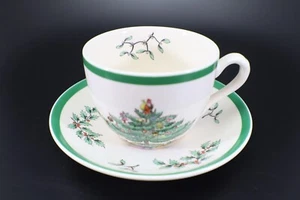 Spode Christmas Tree COFFEE CUP and  SAUCER Holiday Santa England - Picture 1 of 12