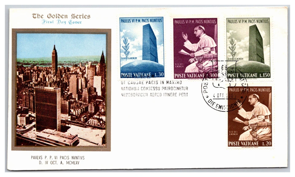 VATICAN Serie Dorada Caché Sin Dirección Sin Sellar Primer Día de Emisión Cubierta V10 Foto 1 de 1