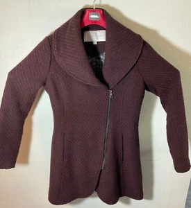 Jessica Simpson Womens Burgundy Knit Asymmetrical Zip Jacket M - Picture 1 of 3