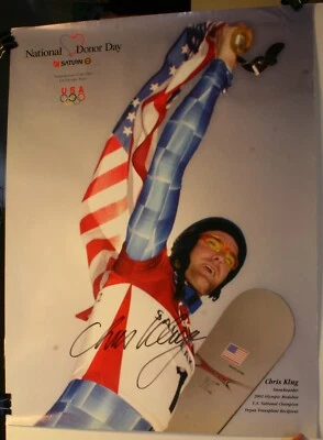 2002 Chris Klug Olympic Medalist Snowboarder Signed 18 x 24" Poster Autographed - Image 1 of 3