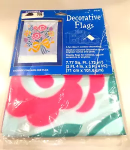 VTG American Greetings Decorative Outdoor Flag WELCOME Flowers Yard Garden - Picture 1 of 3