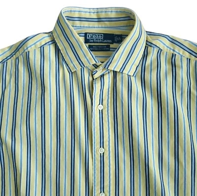 Ralph Lauren Polo Yellow Striped Mens XL Dress Shirt L/S Button Spread Westerton - Image 1 of 4