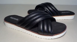 Kensie Size 6 M DREAM Black Quilted Cross Band Sandals New Women's Shoes - Picture 1 of 12