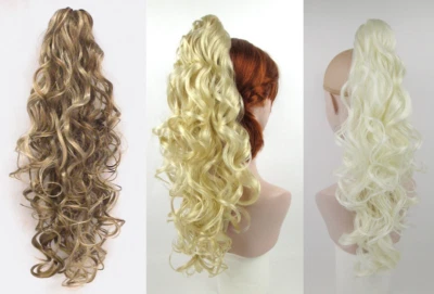 20" LONG BIG LOOSE CURLS CURLY HAIR LAYERED PONYTAIL HAIRPIECE CLAW CLIP DELANIE - Image 1 of 4
