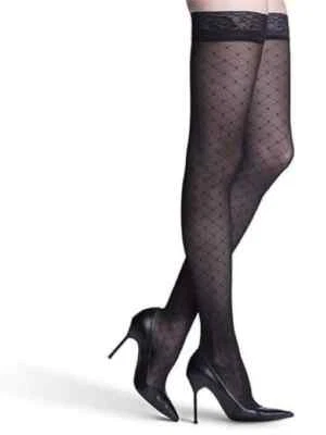 Sigvaris 712N Allure Style Patterns CT LACE TB 20-30 Compression THIGH Stockings - Image 1 of 4