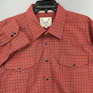 Vaccari Western Pearl Snap Langarm rot Cowboy Hemd Herren L Rodeo City Geschenk - Bild 1 von 9