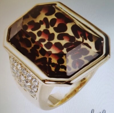 Park Lane Wild Diamonds Ring, Size 5, Gold Tone Cheetah Print - Image 1 of 3