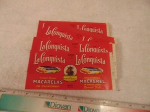 Wholesale 50 VINTAGE LA CONQUISTA MACKEREL CAN LABELS - Picture 1 of 3