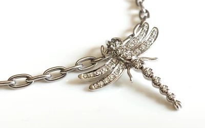 TIFFANY & CO PLATINUM LINK DIAMOND DRAGONFLY CHARM BRACELET - Image 1 of 4