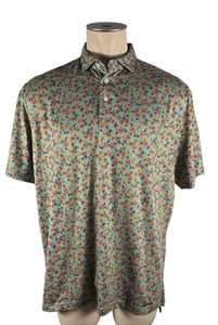 Ralph Lauren RLX Floral Green Orange Blue Lightweight Golf Polo Shirt Sz Large - Picture 1 of 5