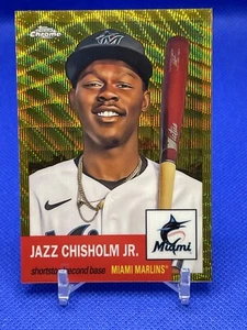 2022 Topps cromo platino aniversario Jazz Chisholm refractor onda dorada 46/50 - Imagen 1 de 2