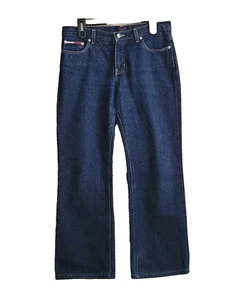 Vintage Tommy Hilfiger Dark Jeans Red Stitching VTG 2000 Women's Size 11 - Picture 1 of 10