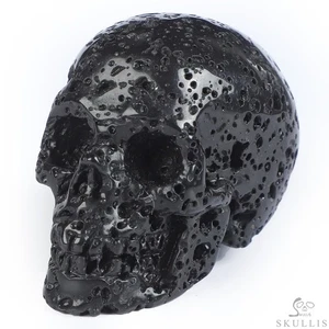 2,0 Zoll heißer Lavastein handgeschnitzter Kristallschädel, realistisch, Kristallheilung - Bild 1 von 7