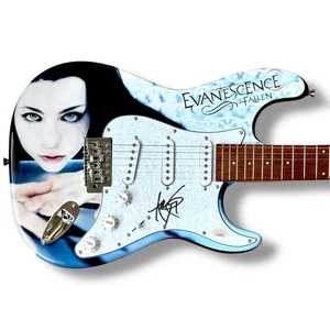 Amy Lee signierte Gitarre individuelle Grafik JSA COA Evanescence Fallen Wake Me Up - Bild 1 von 3