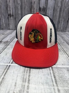 Chicago Black Hawks Lucky Stripes Hat SnapBack Red Black Trucker Mesh Blackhawks - Picture 1 of 8
