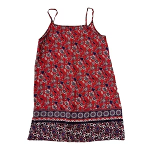 NWT Francesca's Mi ami Burnt Red & Blue Floral Print Rayon Shift Dress - SIZE S - Picture 1 of 10