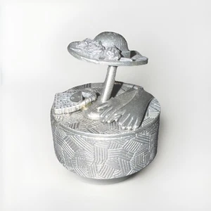 Jim Cliff Pewter Trinket Box Called "Hat Box" with Original Box 1.25" Dia Signed - Picture 1 of 14